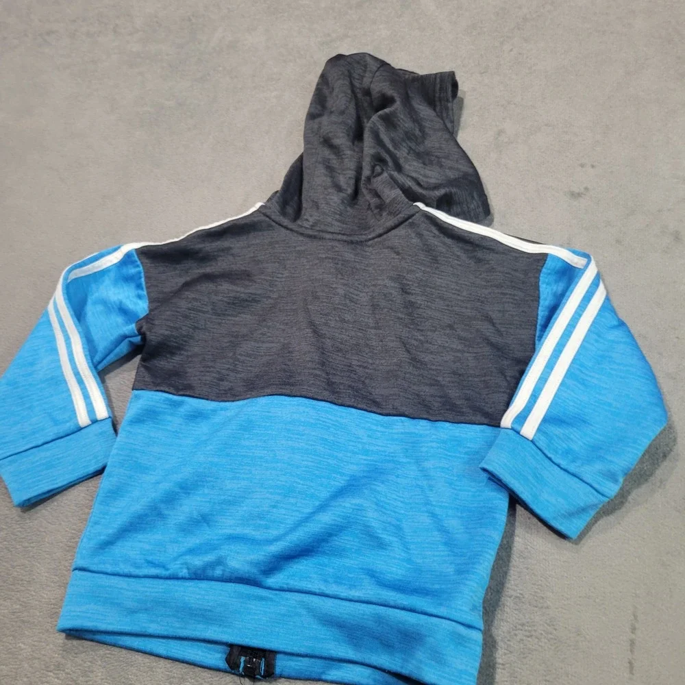 Adidas Hoodie Toddler Boys 24M Blue Gray Full Zip Fleece AG6441-AK10H-24M Sporty